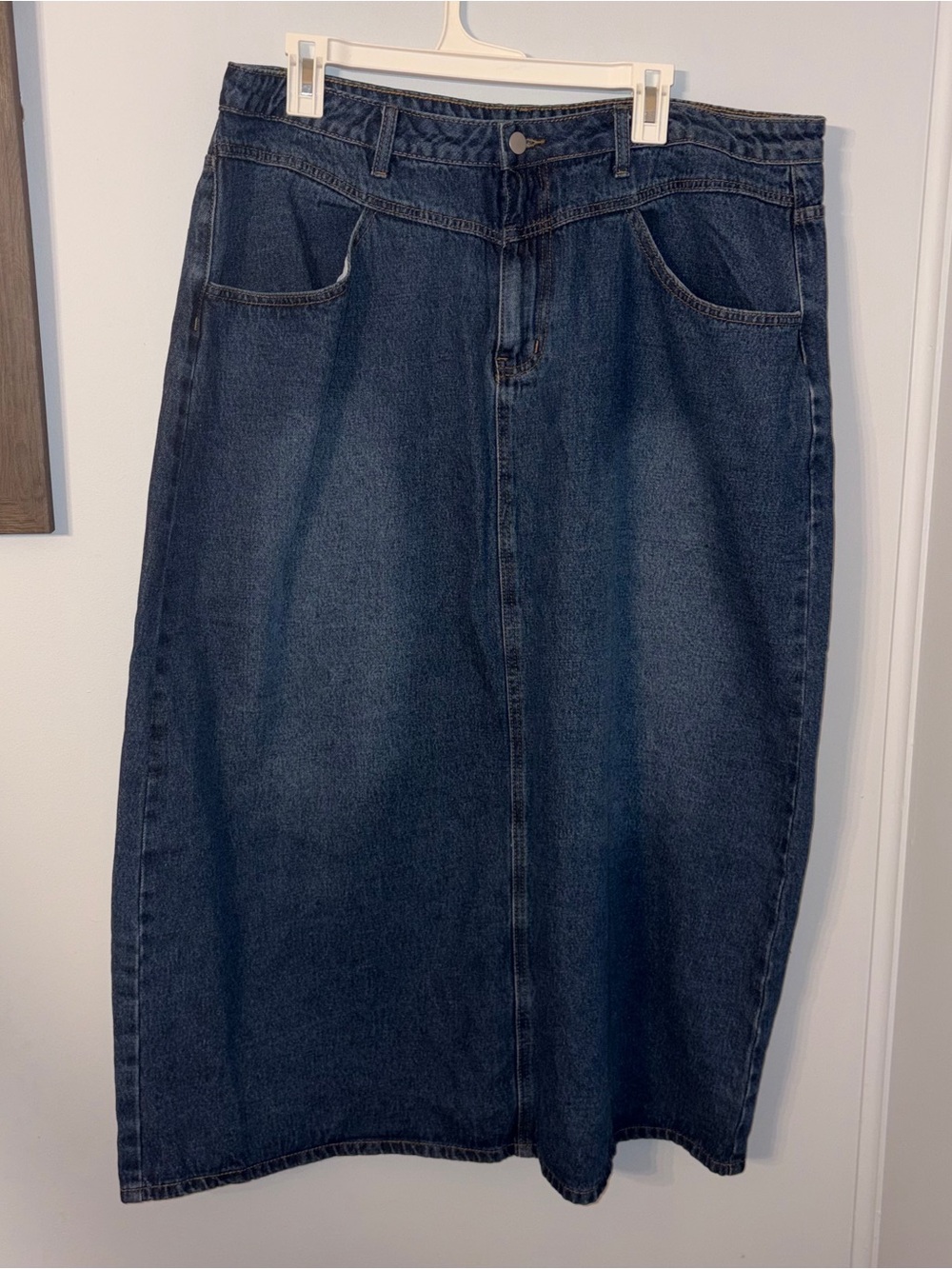 SHEIN Women’s Denim Maxi Skirt Size 2x Classic Dark Wash Denim Skirt